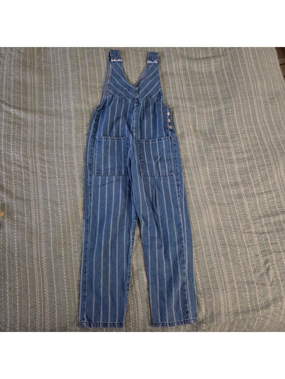 Zara Kids blue striped denim overalls size 10